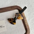Pinza de pelo con lazo carey vintage francés horquilla pico de pato elegante para mujer estilo diario - 6.5CM / Tortoise