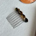 French tortoiseshell insert hair comb metal teeth elegant side hair clip for women buns styling - 5.50cm / Coffee Tortoise
