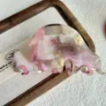 Pince a cheveux moyenne en acetate avec motif marbre rose pour coiffure elegante. - 8.5cm / Rose Sirène