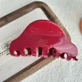 Pince à cheveux rouge foncé en acétate style français, élégante pince requin pour femme. - 8.5cm / Rouge