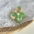 Pinza de pelo floral jaspeada verde y rosa, pinza tiburon de acrilico elegante para mujeres. - 3.7cm / Rosa y Verde