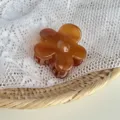 Brown floral hair claw clip, chic translucent acetate medium shark clip for elegant hairstyles. - 3.7cm / Brown