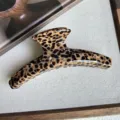 Leopard print hair claw clip elegant cloud shape hair accessory for women daily styling - 12.5cm