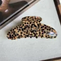 Chic leopard print hair claw clip, elegant French handmade acetate shark clip for women styling. - 10.3cm