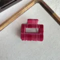 Pinza de pelo de terciopelo coreana para mujer, diseño de cuadros rojos para peinados elegantes. - Estilo Cuadrado / Burdeos