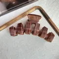 Brown plaid velvet hair claw clip detail, stylish headwear for women ponytail and hair bun. - Backbone Style / Rice Brown
