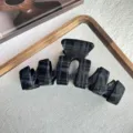 Korean style plaid velvet hair claw clip, elegant black grey hair accessory for women styling. - Backbone Style / Black