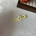 Pinza de pelo de tulipán amarillo estilo crema para mujer, accesorio floral para el cabello. - Amarillo