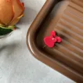 Pinza de pelo de acetato con forma de ratón rojo, mini accesorio bonito para diario. - Rojo