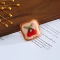 Handmade wool felt cherry toast patch DIY craft accessory clothing hat decoration cute pin. - Cupcake