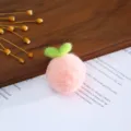 Wool felt peach craft charm DIY handmade hair accessory material cute decorative ball element detail view - Pink Lemon