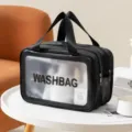 Borsa per cosmetici impermeabile a doppio strato nera grande capacità beauty case da viaggio - Taglia L / Doppio Strato Nero