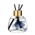 Reed diffuser bottle with blue preserved flowers, essential oil fragrance for home decor. - Cologne