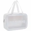 Borsa cosmetica trasparente bianca grande capacità borsa da trucco da viaggio portatile impermeabile - Taglia L / Strato Singolo Bianco