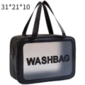Borsa cosmetica impermeabile nera con finestra trasparente, grande borsa da toeletta portatile. - Taglia L / Strato Singolo Nero