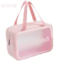 Borsa cosmetica rosa di grande capacità con finestra trasparente per uso quotidiano. - Taglia L / Strato Singolo Rosa