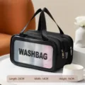 Borsa cosmetica nera a doppio strato beauty case impermeabile portatile con finestra frontale. - Taglia M / Doppio Strato Nero