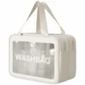 Grande borsa cosmetica a doppio strato con finestra trasparente, borsa da toilette da viaggio. - Taglia L / Doppio Strato Bianco
