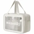 Borsa cosmetica a doppio strato grigia, trousse da toeletta impermeabile con finestra. - Taglia M / Doppio Strato Bianco
