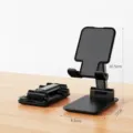 Klappbarer Handy- und Tablet-Ständer für den Tisch, höhenverstellbar, stabiler schwerer Sockel. - Faltbarer Hebestil / Tintenschwarz