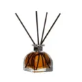 Amber liquid glass reed diffuser bottle with black scent sticks for home fragrance decoration - Oud Wood