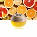 Home air freshener aromatherapy diffuser bottle with fresh citrus fruits background decor. - Lemon Scent