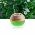Round aromatherapy air freshener bottle with wooden lid and green base for home use. - Jasmine Scent