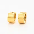 Gold stainless steel Roman numeral hoop earrings, elegant minimalist jewelry variant. - Gold