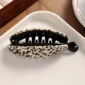 Pinza de pelo de plátano de acetato carey garra de pelo minimalista pinza vertical - Leopardo Claro