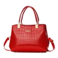 Borsa a mano elegante in pelle verniciata rossa coccodrillo borsa a tracolla donna - L24 P11,5 A20,5 / Rosso