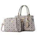 Sac a main femme grand capacite sac bandouliere motif monogramme gris elegante sacoche chic - Kaki Uni