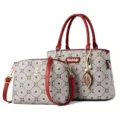 Ensemble de sacs à main élégants pour femmes grande capacité sac porté épaule chic - Khaki & Rouge Vin