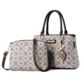 Ensemble de sacs à main pour femmes grand cabas et sac bandoulière au motif élégant. - Khaki & Café