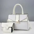 Set borsa a mano in tre pezzi coccodrillo bianco, dettagli borsa a tracolla capiente. - Bianco