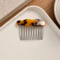 Peine lateral para el cabello de acetato carey con dientes de metal, variante elegante. - Ondulado Leopardo