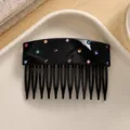 Peineta de pelo de acetato con pedrería negra elegante horquilla vintage accesorio - Peineta con Estrás / Negro