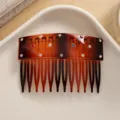 Peineta para el cabello de acetato con pedrería de colores, estilo carey, accesorio elegante. - Peineta con Estrás / Café