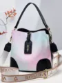 Borsa a secchiello sfumata da donna elegante borsa a tracolla casual con cinturino. - Nero
