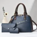 Elegante juego de bolso de mano para mujer de cuero PU bolso bandolera con cartera a juego - L29 A13 A21 / Azul