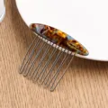 Acetate hair comb side insert comb fashion hair accessory elegant metal tines hair styling tool - Blue Brown