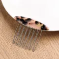 Acetate gold label side insert hair comb for stylish hairstyles, durable metal teeth. - Light Leopard