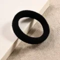 Coletero negro grueso elastico estilo sencillo soporte para cola de caballo suave accesorio util - Negro