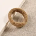 Coletero elástico marrón tejido grueso, goma para el pelo resistente para mujeres. - Caqui