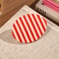 Pinza de pelo ovalada a rayas rojas y blancas de acetato accesorio de moda elegante - Pinza de Resorte a Rayas Rojo y Blanco