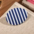 Oval blue and white striped acetate hair clip, stylish side hair hairpin for women. - Dark Blue Stripe Spring Clip