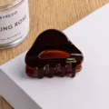 Brown acetate triangle hair claw clip small size half up hairstyle elegant hairpin - Dark Coffee