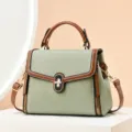 Élégant sac à main pour femme en cuir PU sac bandoulière poignée supérieure vert marron - Vert et Jaune Terre