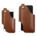 Vintage leather phone holster with belt loop, portable retro pouch for outdoor daily use. - S / Brown