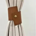 Nordic minimalist PU leather curtain tieback buckle decorative holder for window drapes - Tan