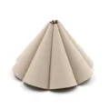 Close-up detail of beige leather camping lampshade, premium texture folding flower design. - Off White